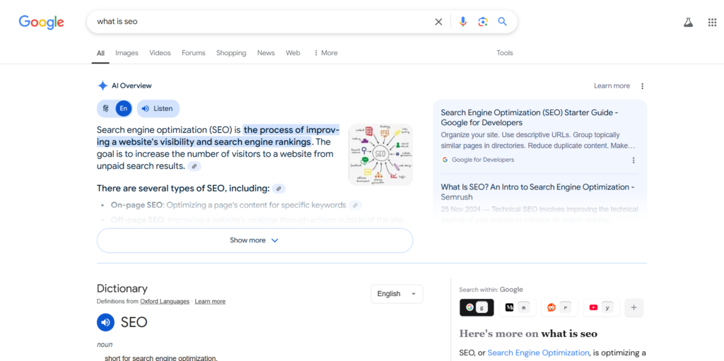Google SERP layout changes impacting SEO ranking – A visual example of search results structure and ranking positions.