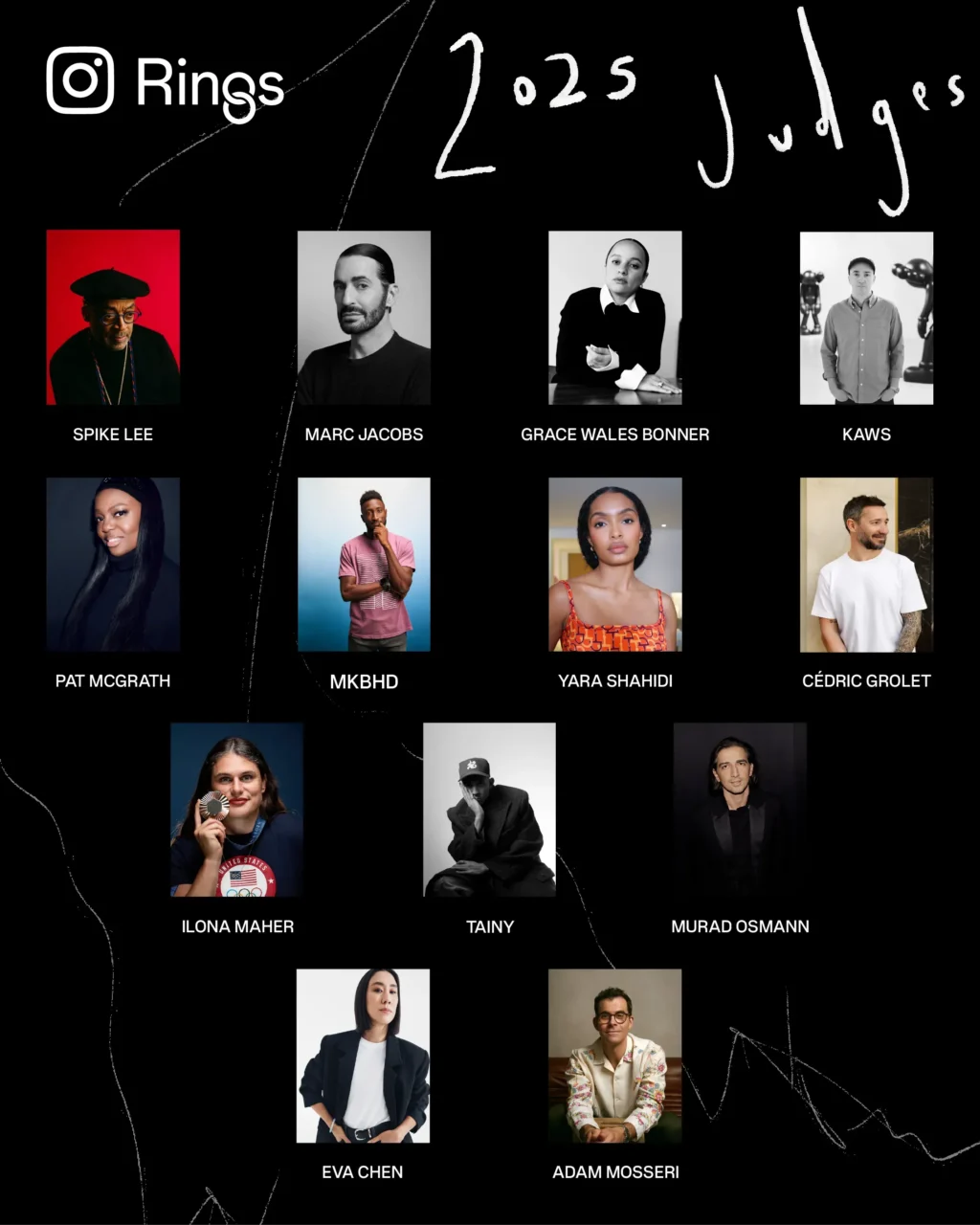 Instagram Rings awards judges panel featuring Adam Mosseri, Spike Lee, Marc Jacobs, Grace Wales Bonner and other cultural leaders for 2025 creator celebration
